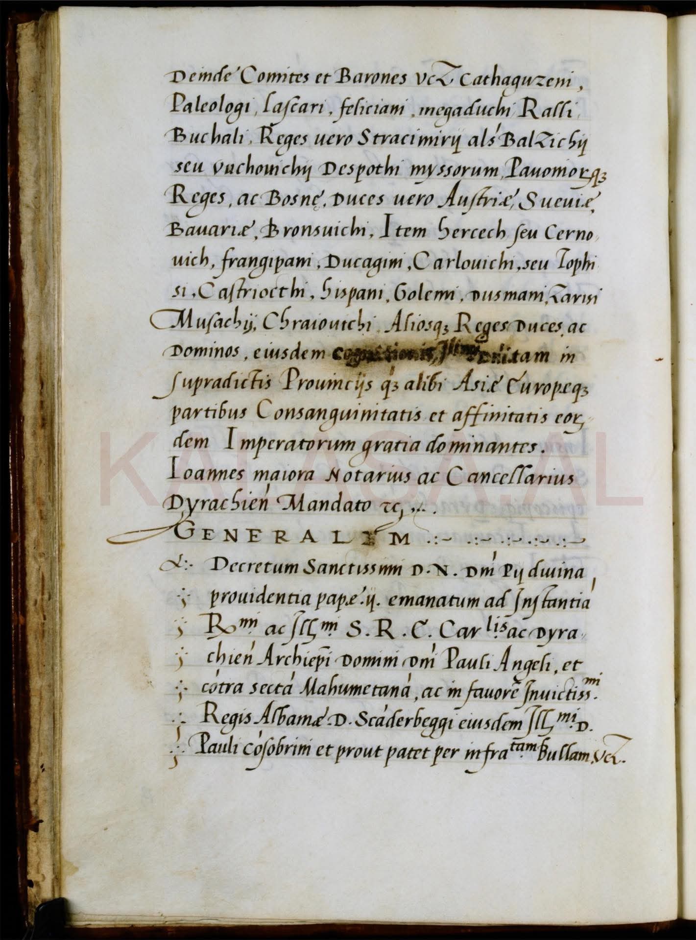 Dekreti i Papa Piut II i vitit 1463 që njeh Skanderbegun si Mbret të Shqipërisë