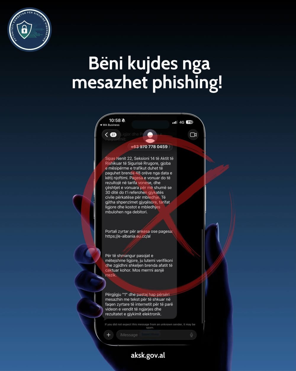 Pse paralajmëron AKSK për mesazhe SMS në emër të e-Albania?