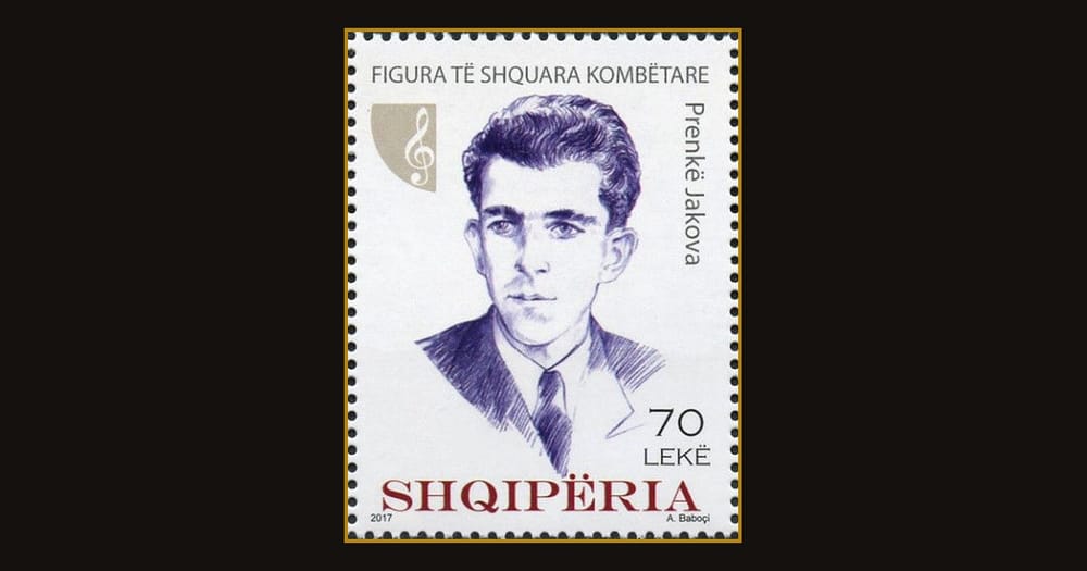 Prenk Jakova në pullën postare të Shqipërisë (2017)