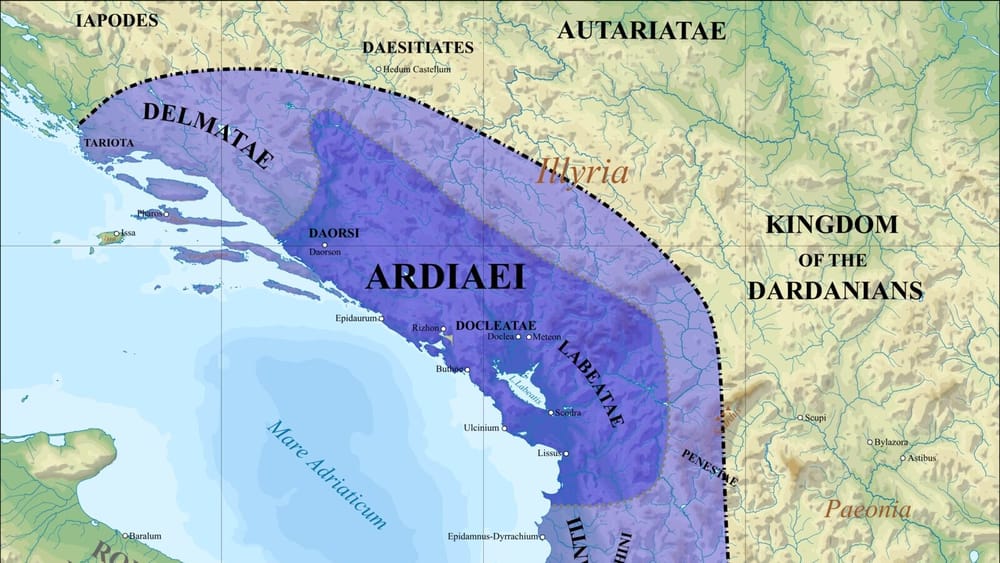 Mbretëria detare e Ardianëve në fund të shekullit III p.e.s. — territori që Skerdilaidi trashëgoi e mbrojti