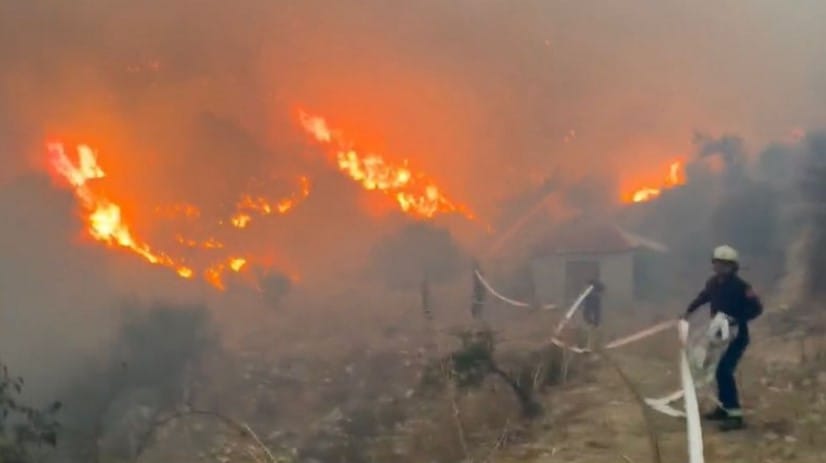 Flakët në Dragot të Tepelenës, zjarrfikësit në aksion