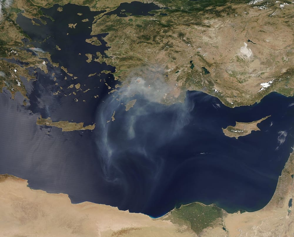 Mediterranean Wildfires (MODIS 2021-08-08)