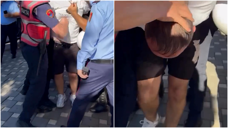 Dhunë në protestë, efektiv i policisë godet me grusht aktivistin