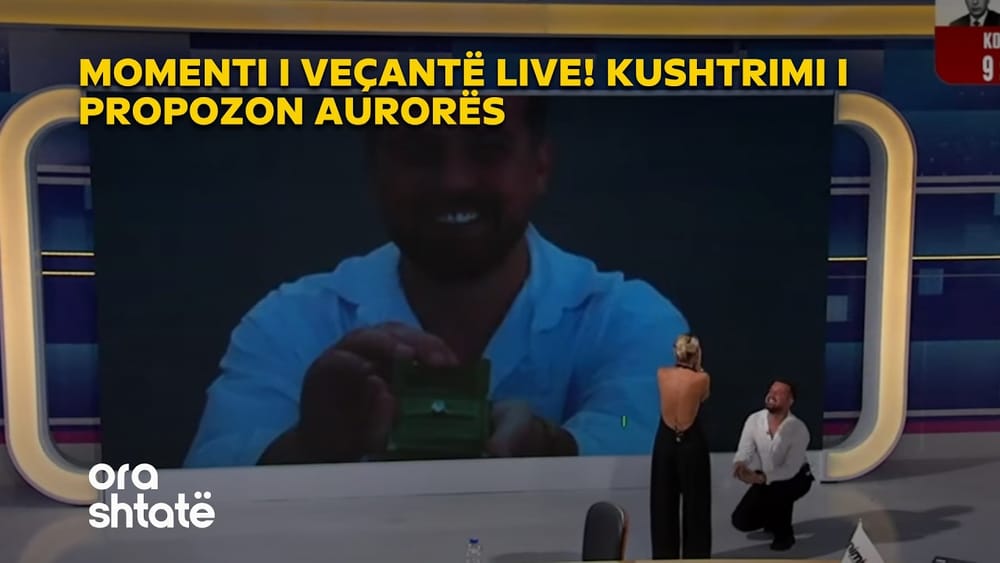 Këngëtari Kushtrim Kelani i propozon për martesë partneres live në studio