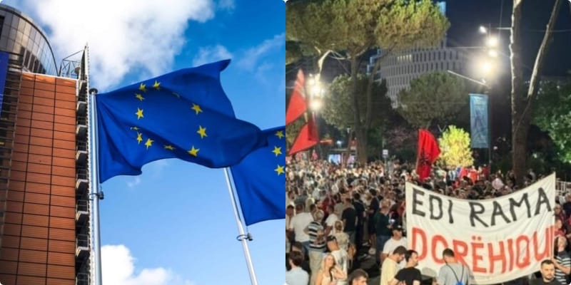 Protesta e diasporës në Bruksel kundër qeverisë shqiptare