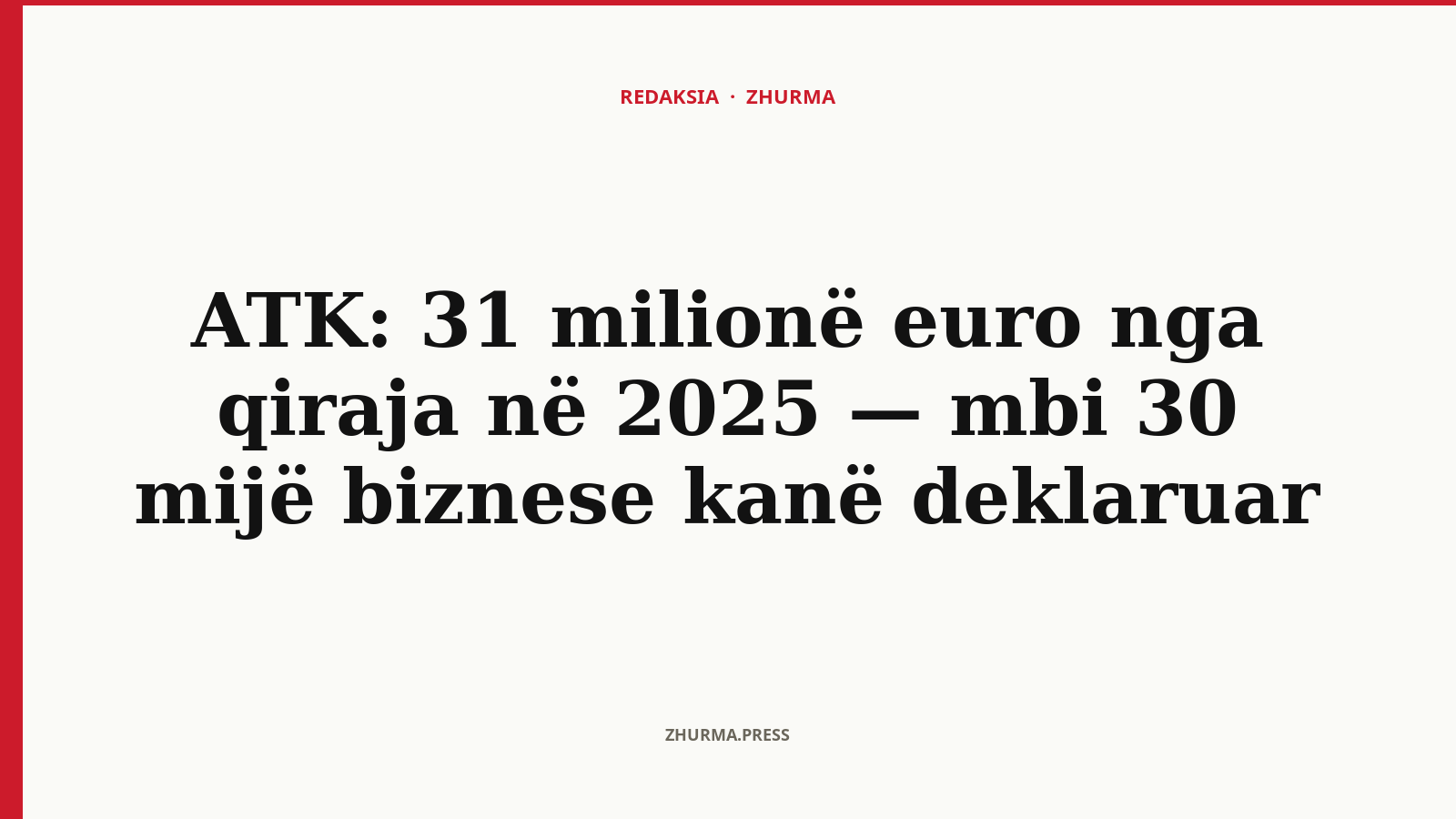 ATK: 31 milionë euro nga qiraja në 2025 — mbi 30 mijë biznese kanë deklaruar