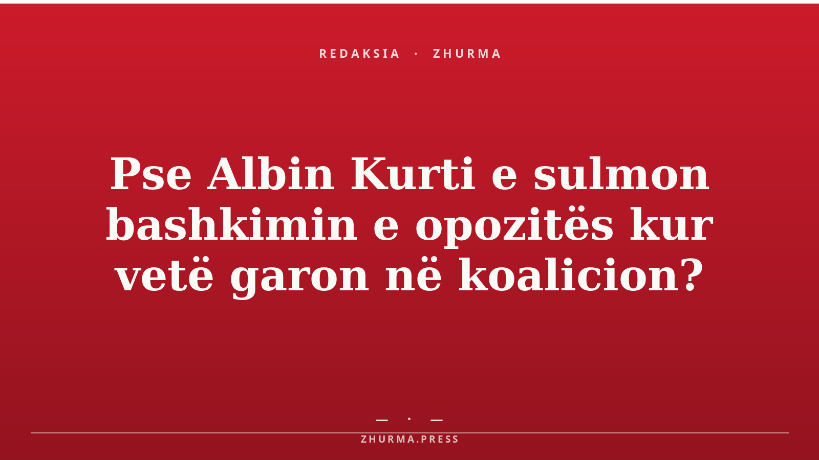 Pse Albin Kurti e sulmon bashkimin e opozitës kur vetë garon në koalicion?