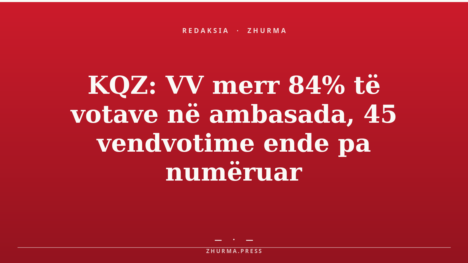 KQZ: VV merr 84% të votave në ambasada, 45 vendvotime ende pa numëruar