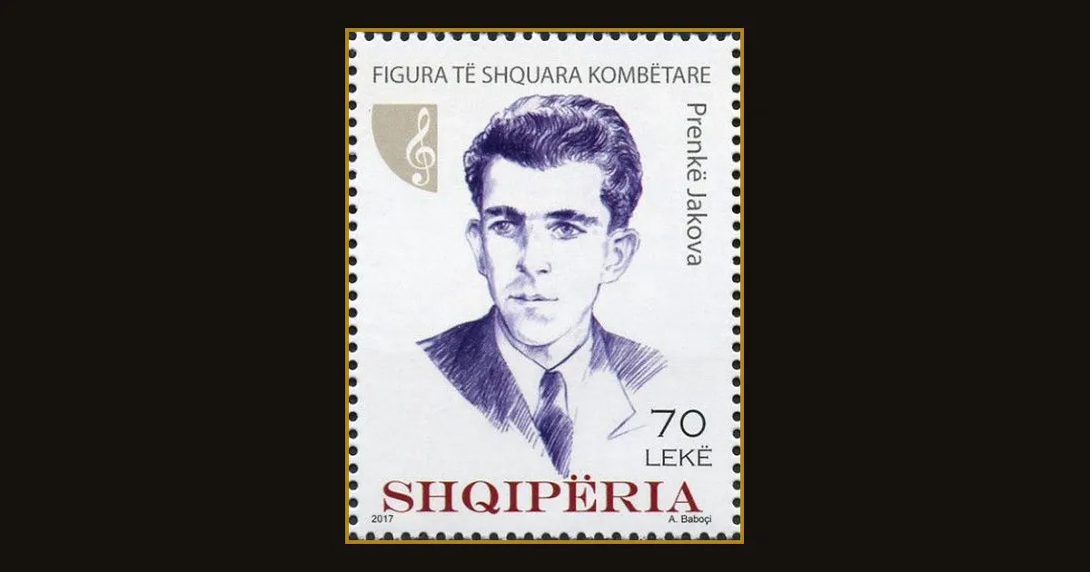 Prenk Jakova në pullën postare të Shqipërisë (2017)