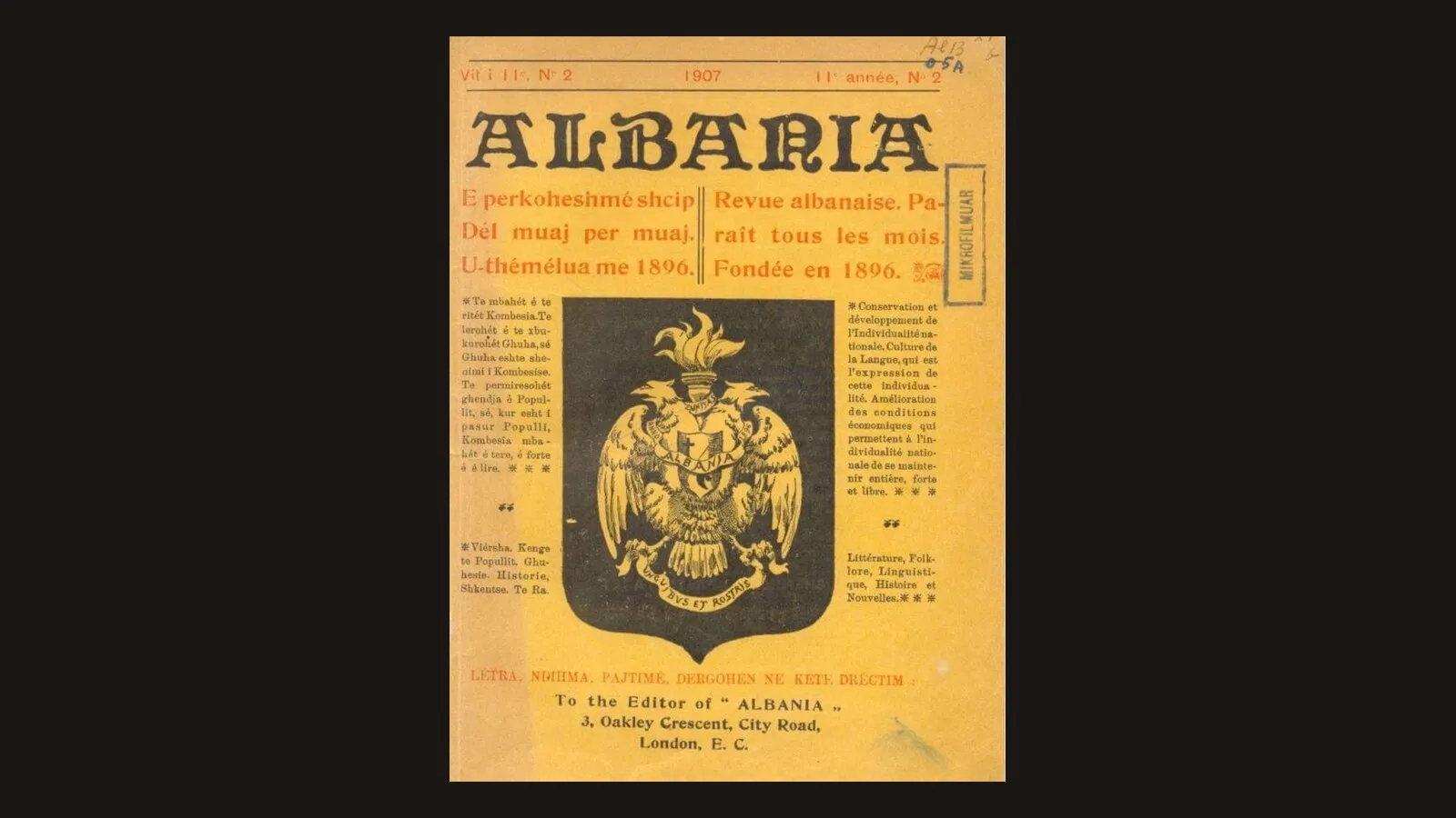 Ballina e revistës “Albania” — Faik Konica