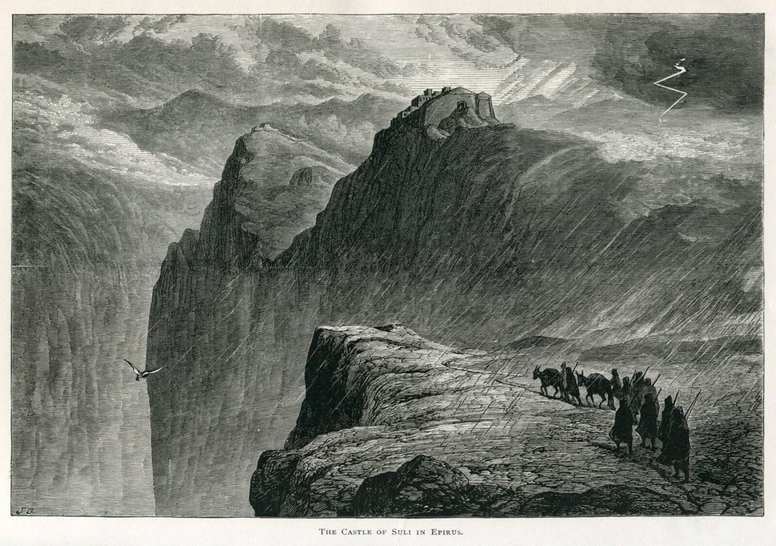 Kalaja e Kiafës në Suli, gravurë e vitit 1890 nga John Pentland Mahaffy