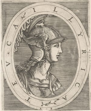Mbretëresha Teutë, sunduesja ardiane që udhëhoqi Ilirinë në Luftën e Parë Ilire — gravurë e shek. XVI nga Antonio Salamanca