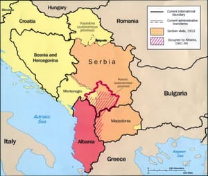 Hartë e ndryshimeve demografike në Kosovë, 1913–1992
