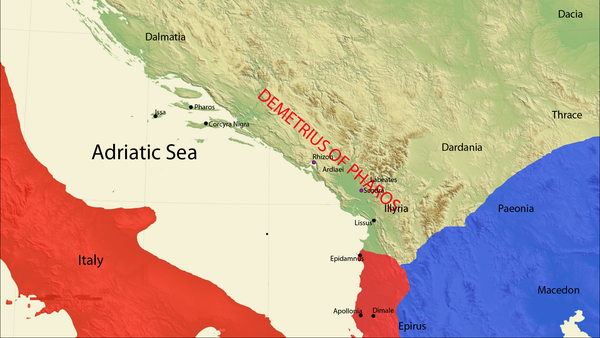 Territori i Demetrit të Farit në Adriatik, i shtrirë mes Romës dhe Maqedonisë