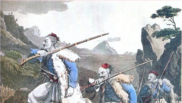 Palikarë shqiptarë, gravurë e shekullit XIX