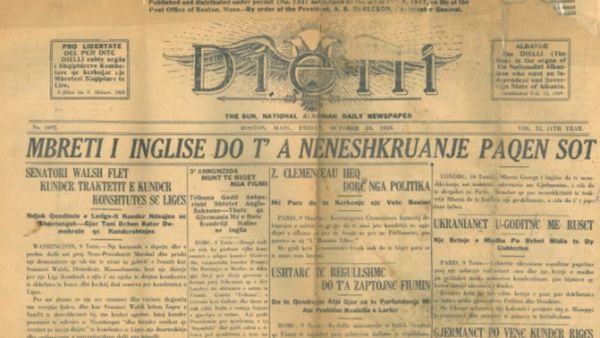 Faqja e parë e “Diellit”, 30 tetor 1919 — Vatra