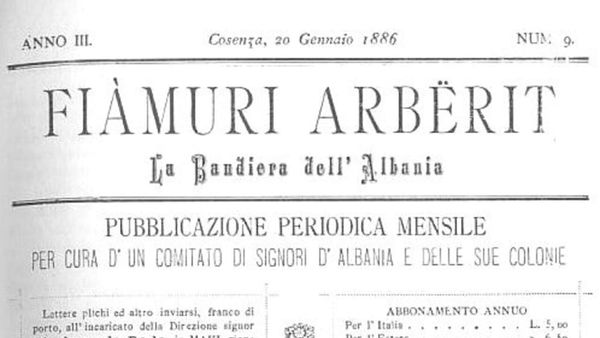 Ballina e revistës “Flamuri i Arbërit” (1886), themeluar nga Jeronim De Rada