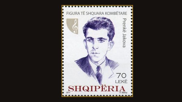 Prenk Jakova në pullën postare të Shqipërisë (2017)