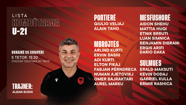 Alban Bushi shpall listën e Shqipërisë U-21 për miqësoren me Ukrainën