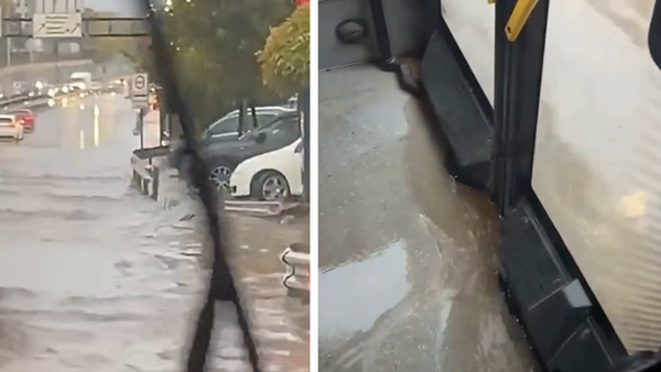 Vërshimet përmbytin rrugët e Prishtinës dhe depërtojnë brenda autobusit
