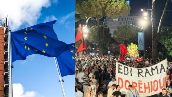 Protesta e diasporës në Bruksel kundër qeverisë shqiptare