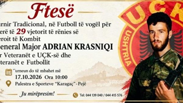 Peja organizon turne për nder të Heroit të Kombit Adrian Krasniqi