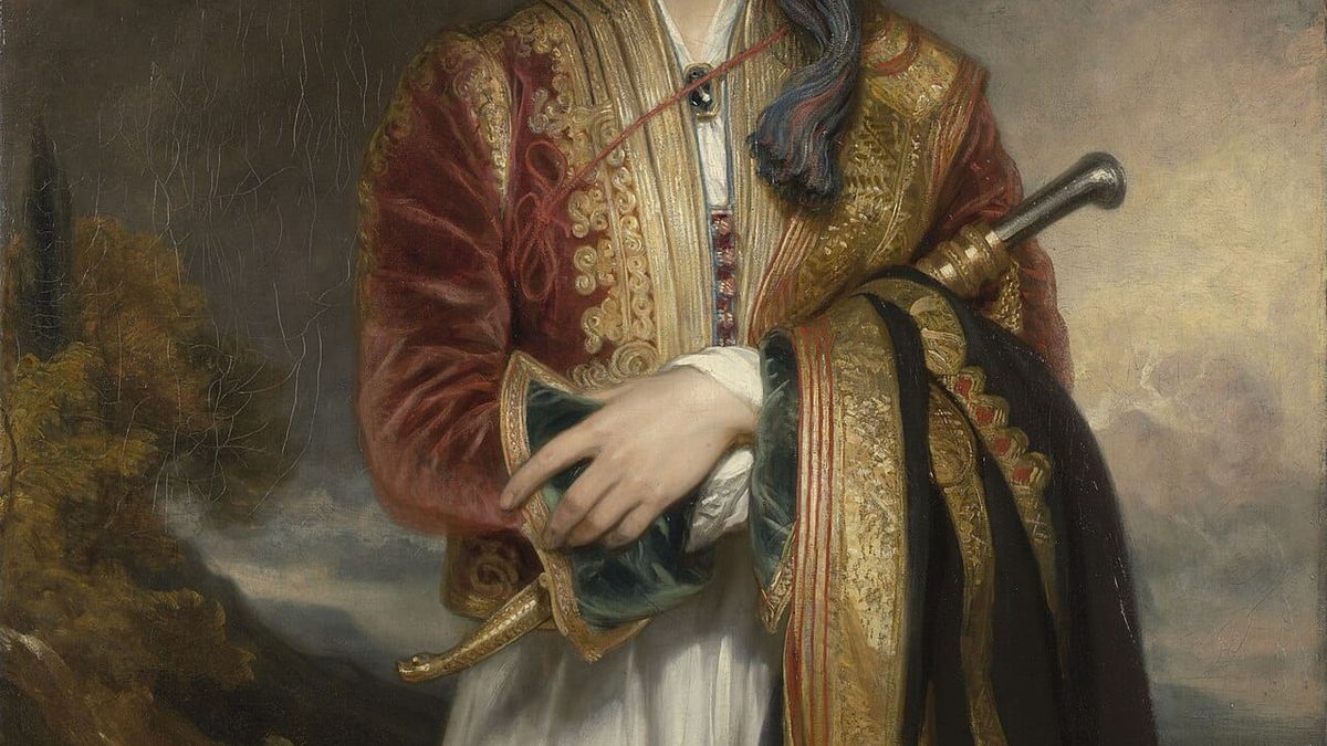 Xhorxh Gordon Bajron me veshje shqiptare — portret nga Thomas Phillips, 1813