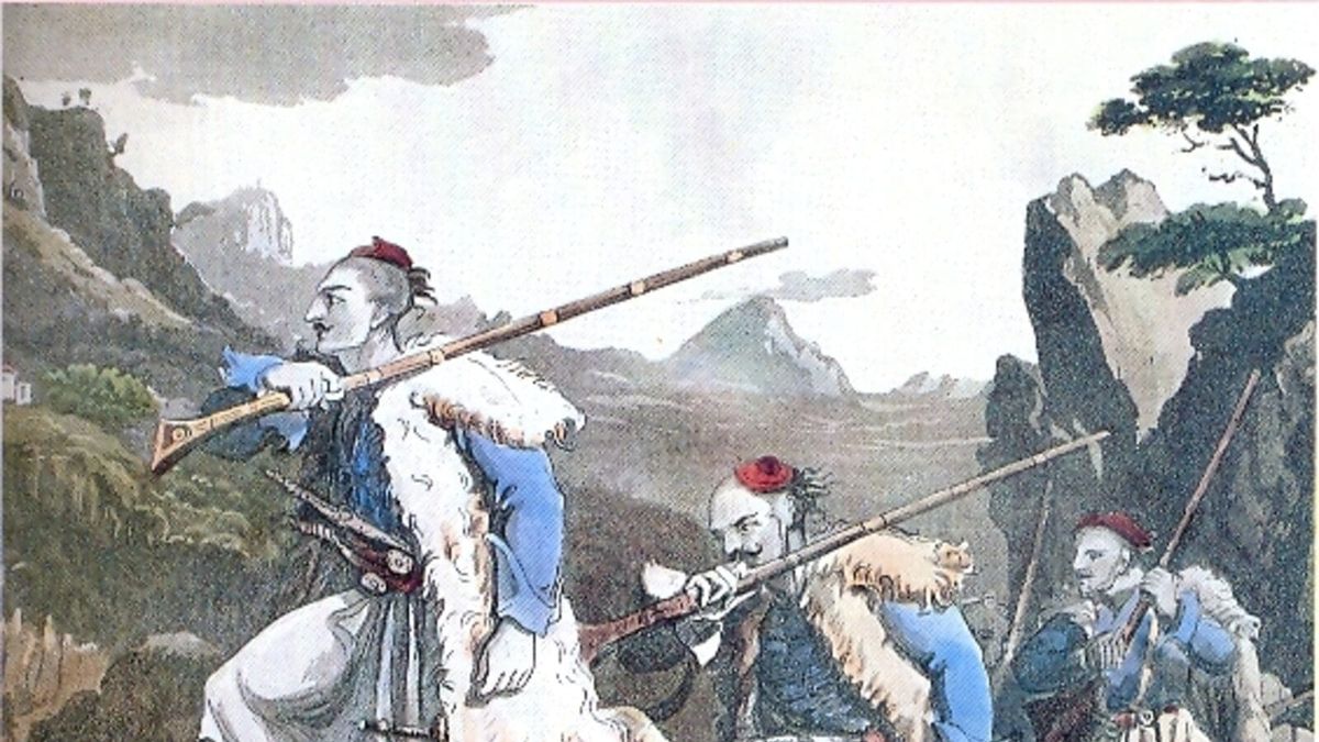 Palikarë shqiptarë, gravurë e shekullit XIX