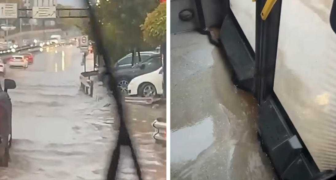 Vërshimet përmbytin rrugët e Prishtinës dhe depërtojnë brenda autobusit