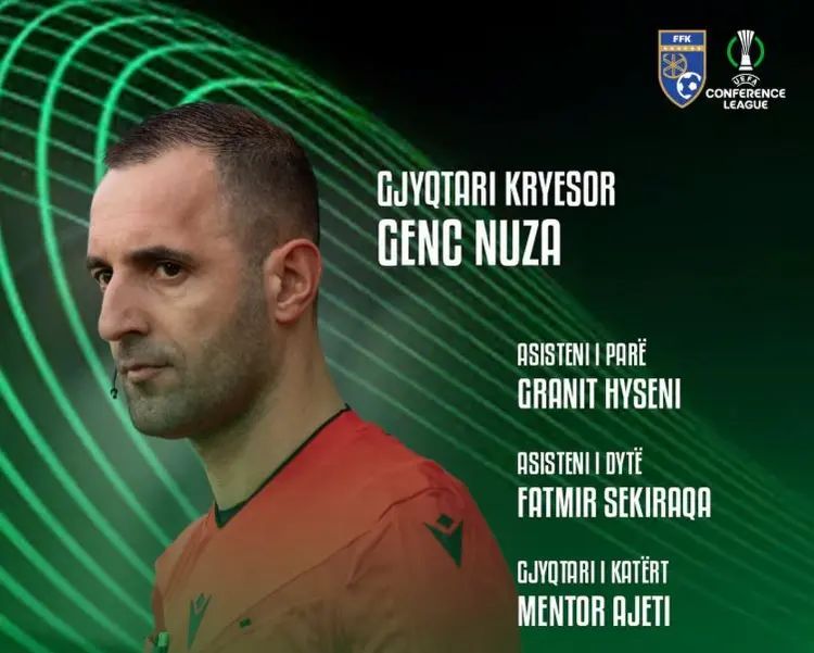 Genc Nuza caktohet gjyqtar kryesor në UEFA Conference League